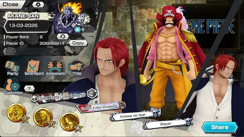 One Piece Bounty Rush Accounts GLOBAL | 6 EX | KOTP Roger, FR Shank, Nusjuro, Kai image 2