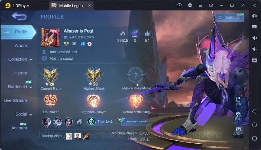 Mobile Legends: Bang Bang Accounts GLOBAL|Hero 59|Skin 95|Lucky Alpha,CC Natalia,VLTN image 1