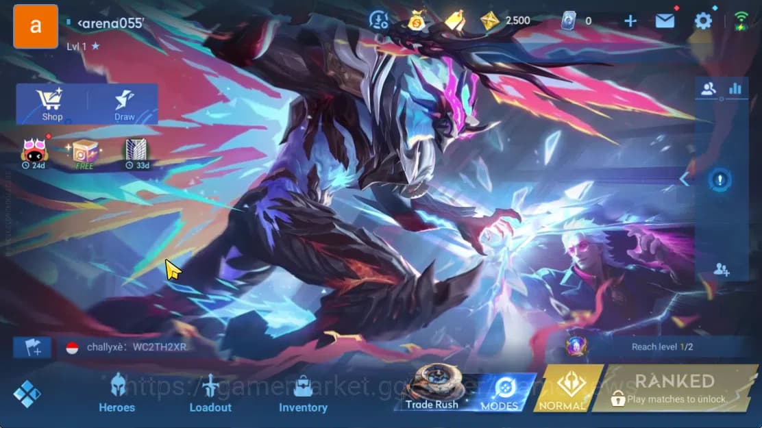 Honor of Kings Accounts Hero 7 |Starter with Legend Skin Selection Chest(D image 1