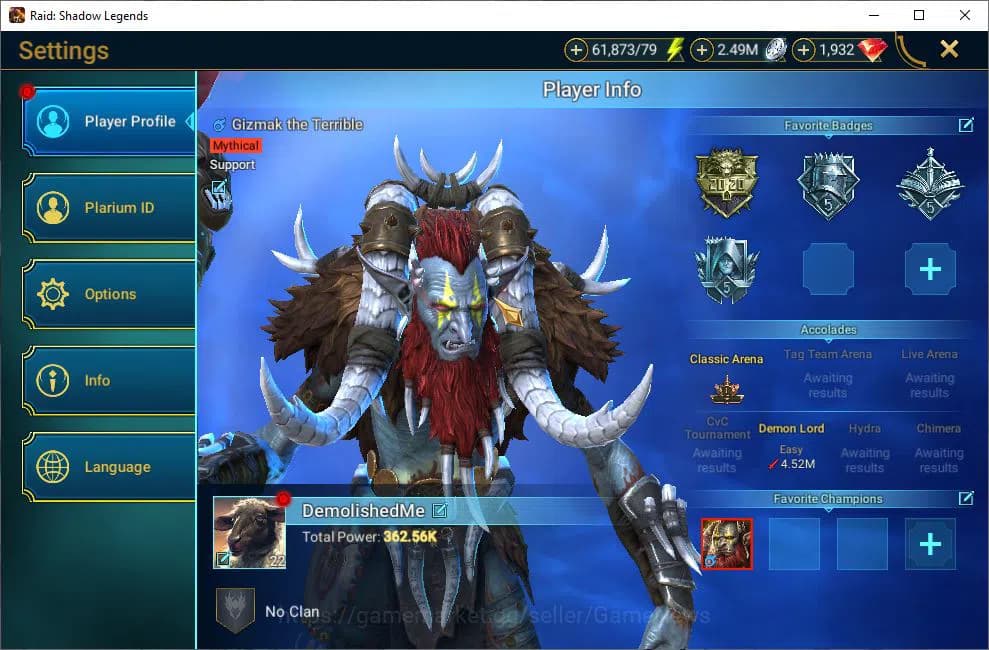Raid: Shadow Legends Accounts Lv22 362K Power|1 Mythical (Gizmak)|18 Legendary(N image 2