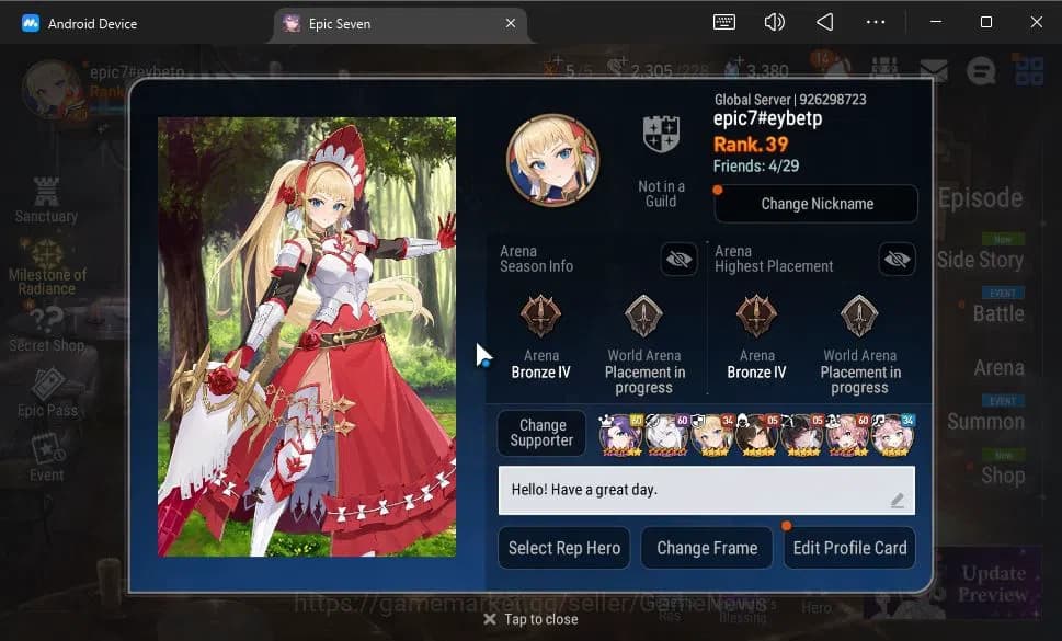 Epic Seven Accounts GLOBAL Unverif|New Era|4 ML(Salome,E Ilynav,BW Ise image 2