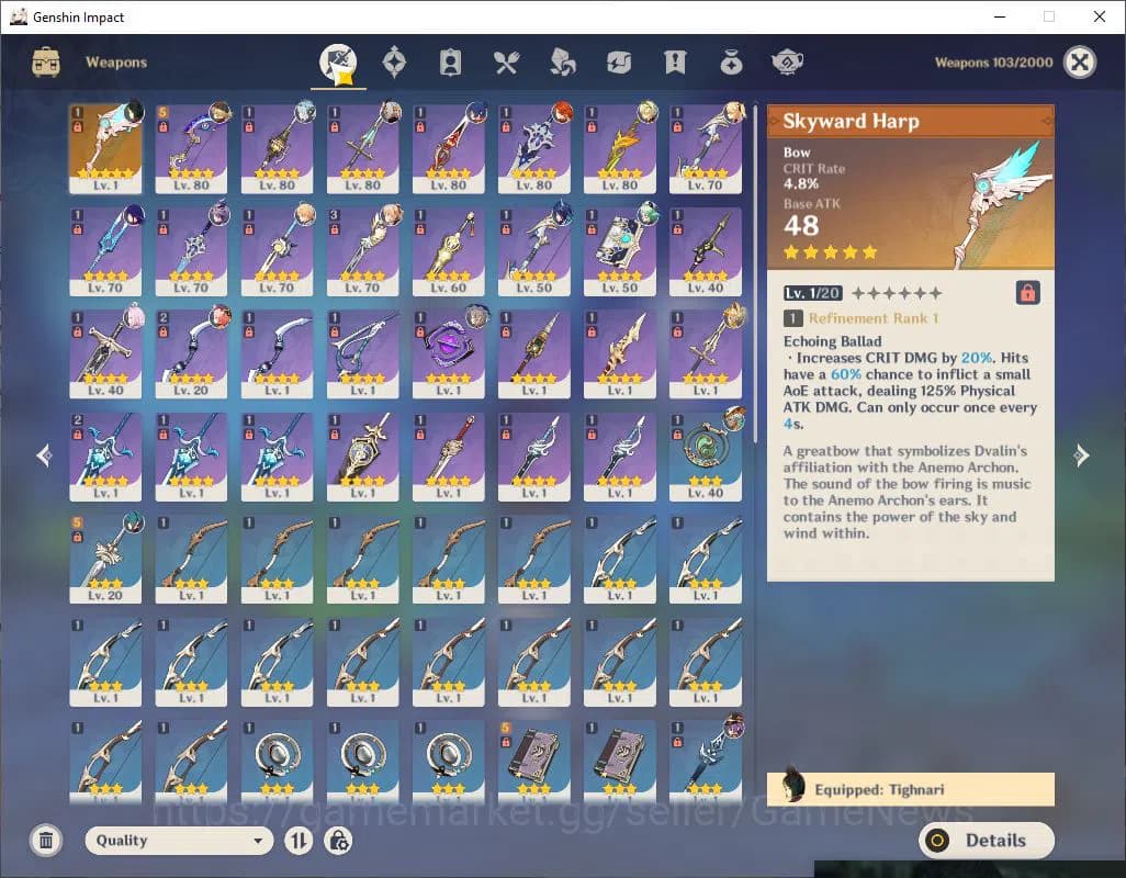 Genshin Impact Accounts Asia|AR 55|4 Limited +1(*5WEP)|Mavuika,Raiden,Duri image 5