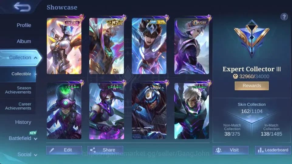 Mobile Legends: Bang Bang Accounts Global|Hero 115 Skin 162|Expert|LBox Irithel|M7 Gr image 2