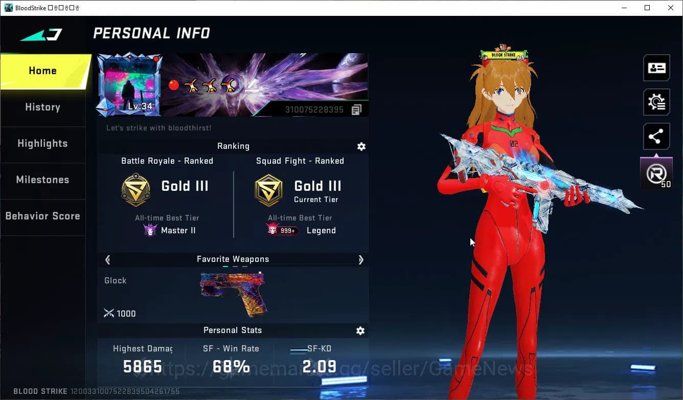 Blood Strike Accounts ASIA|Collab EVANGELION Katya-ASUKA +3 ULTRA [Nacho image 1